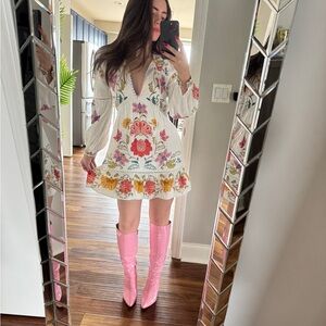 FARM Rio White Dress with Colorful Floral Design